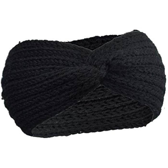 DRESHOW 4 Pack Crochet Knit Turban Headband Warm Bulky Crocheted Head Wrap Headband Ear Warmer for Women - Image 2